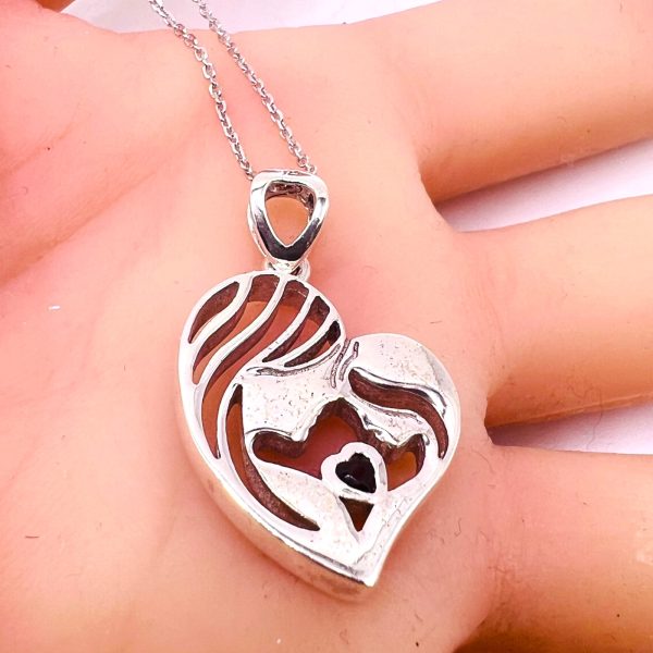 Mother and Child Heart Necklace | Carved 925 Sterling Silver - Image 12