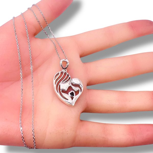 Mother and Child Heart Necklace | Carved 925 Sterling Silver - Image 13