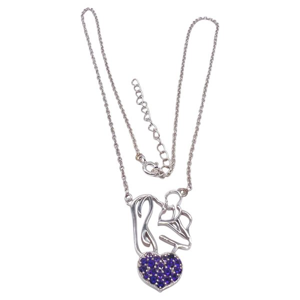 Mother & Child Heart Necklace | Purple Heart Pendant - Image 2