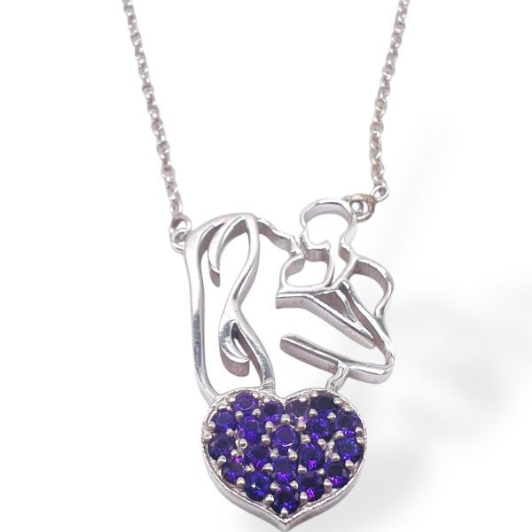 Mother & Child Heart Necklace | Purple Heart Pendant - Image 4