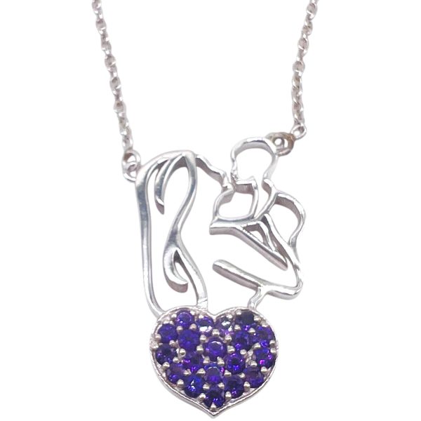 Mother & Child Heart Necklace | Purple Heart Pendant - Image 5