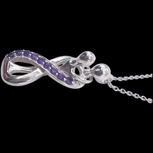 Couple Hugging Lovers Pendant 3D Amethyst Necklace - Image 3