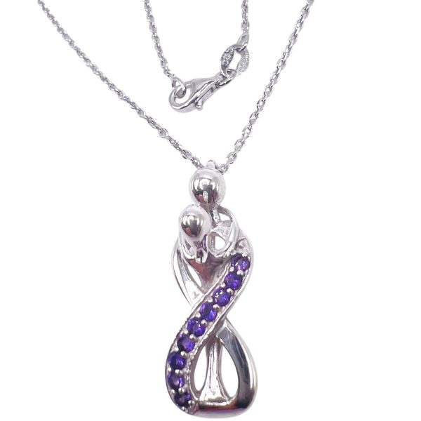 Couple Hugging Lovers Pendant 3D Amethyst Necklace - Image 6