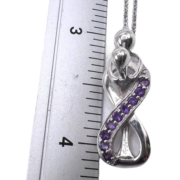 Couple Hugging Lovers Pendant 3D Amethyst Necklace - Image 5