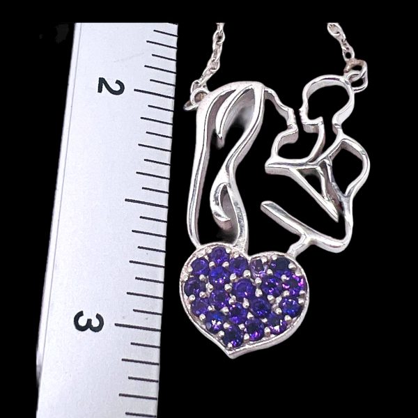 Mother & Child Heart Necklace | Purple Heart Pendant - Image 11