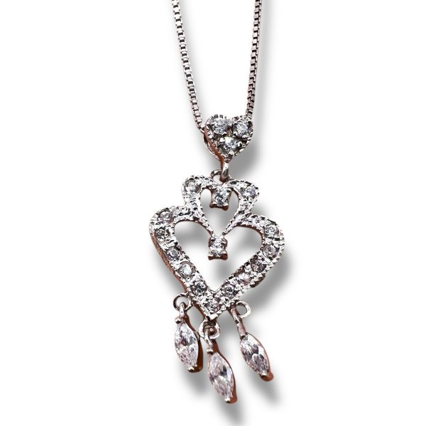 Simulated Diamond Necklace Dancing Heart Chandelier Pendant - Image 2