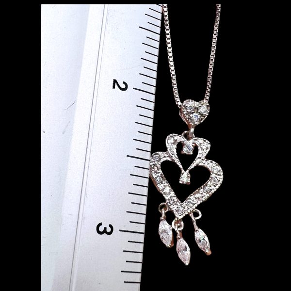 Simulated Diamond Necklace Dancing Heart Chandelier Pendant - Image 4