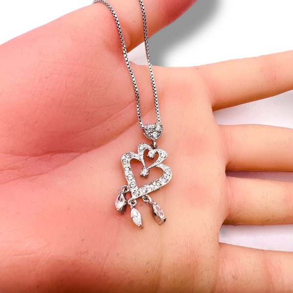 Simulated Diamond Necklace Dancing Heart Chandelier Pendant - Image 5