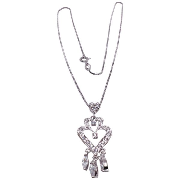 Simulated Diamond Necklace Dancing Heart Chandelier Pendant - Image 6