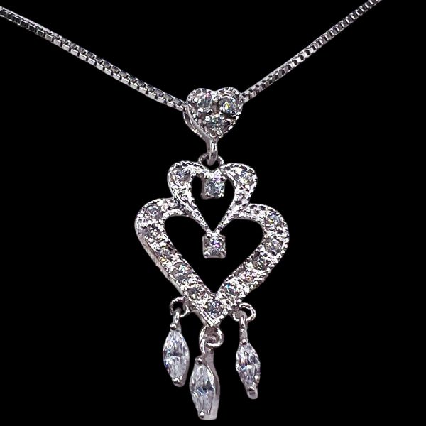 Simulated Diamond Necklace Dancing Heart Chandelier Pendant - Image 7