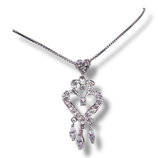 Simulated Diamond Necklace Dancing Heart Chandelier Pendant - Image 8