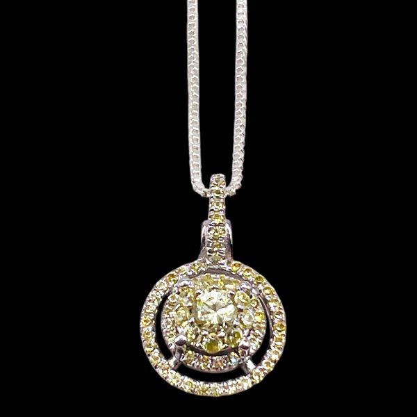 Yellow Cubic Zirconia Round Disc Pendant Necklace - Image 2