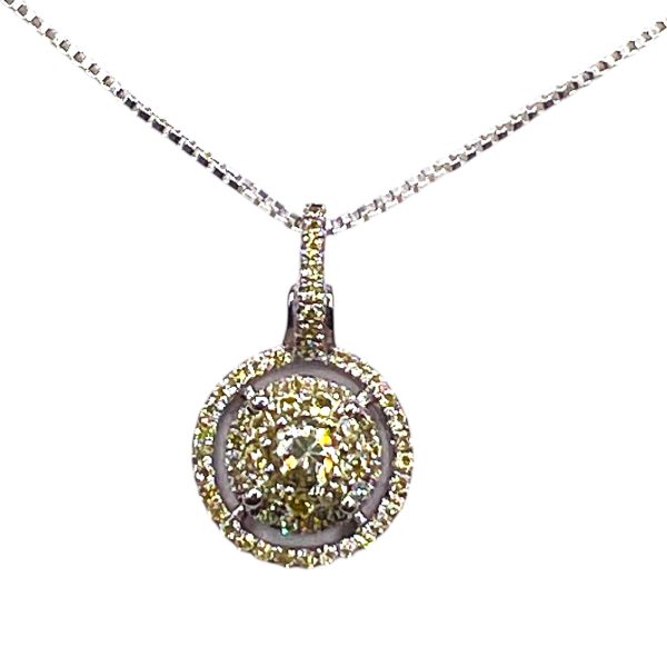 Yellow Cubic Zirconia Round Disc Pendant Necklace - Image 3