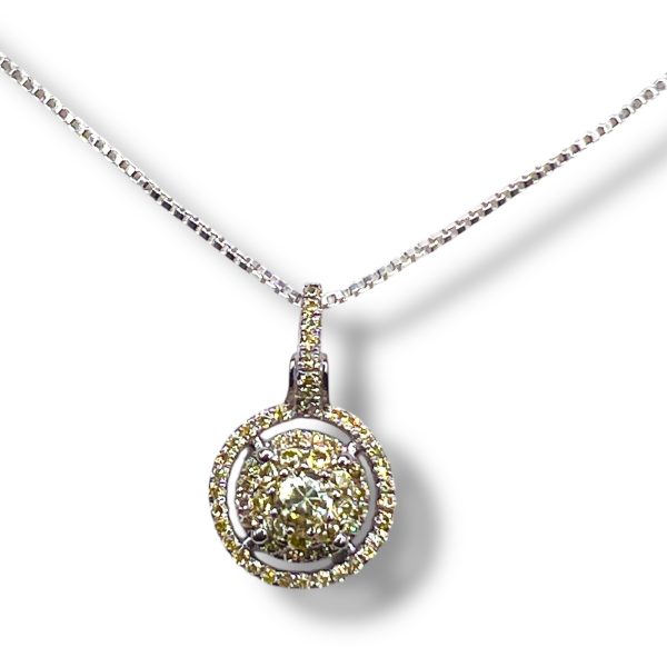 Yellow Cubic Zirconia Round Disc Pendant Necklace - Image 5