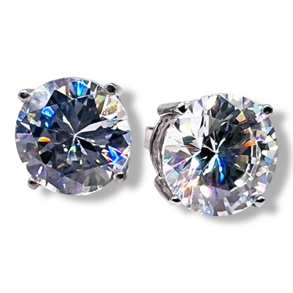 Cubic Zirconia Post Stud Earrings | Silver Rhodium Plated