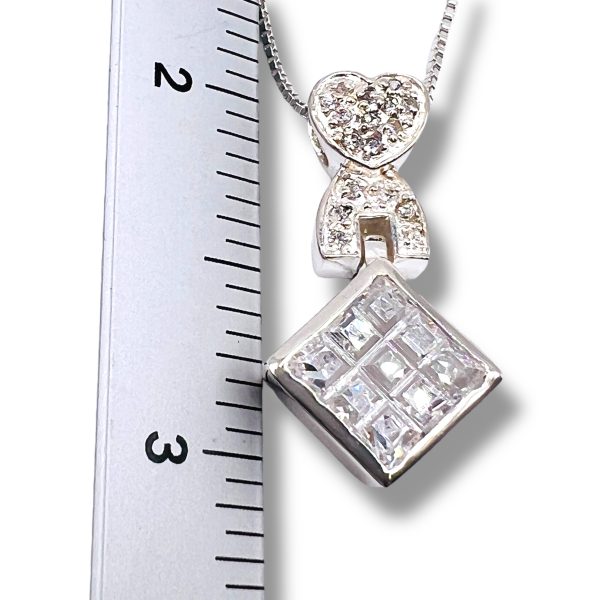 Heart Dangle Cubic Zirconia Necklace | Sterling Silver - Image 6