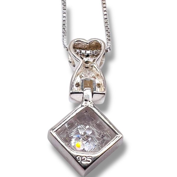 Heart Dangle Cubic Zirconia Necklace | Sterling Silver - Image 3