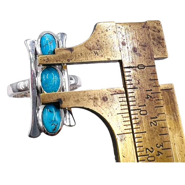 Vertical 3 Stone Persian Turquoise Matrix Ring, sz 7.5, 9 - Image 12