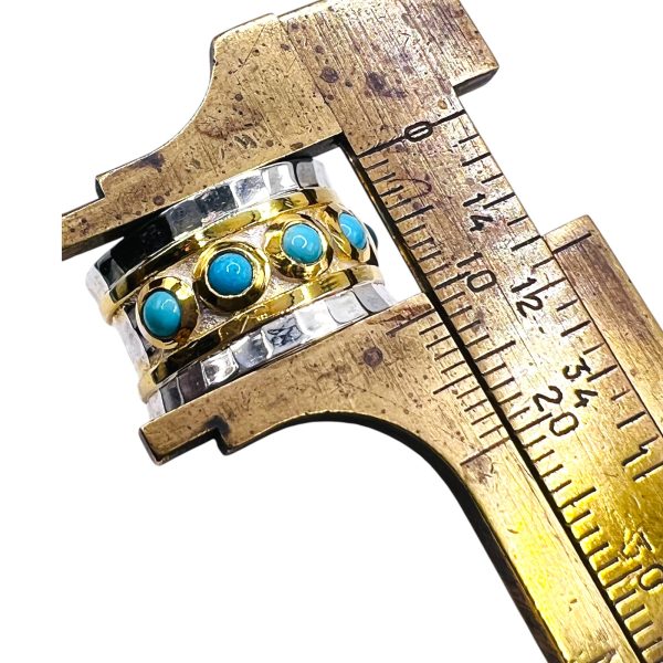 Persian Turquoise Goddess Empress Ring, Silver Vermeil sz 5 - Image 5