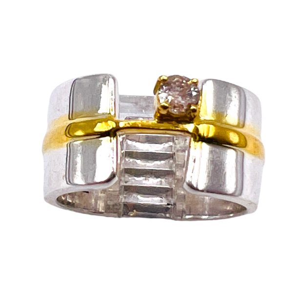 Diamond Open Band Ring | Sterling Silver & Gold Vermeil sz 5