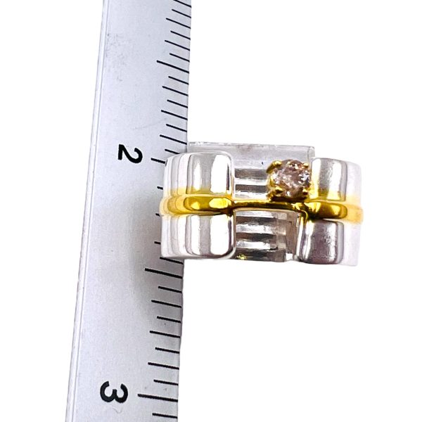 Diamond Open Band Ring | Sterling Silver & Gold Vermeil sz 5 - Image 2