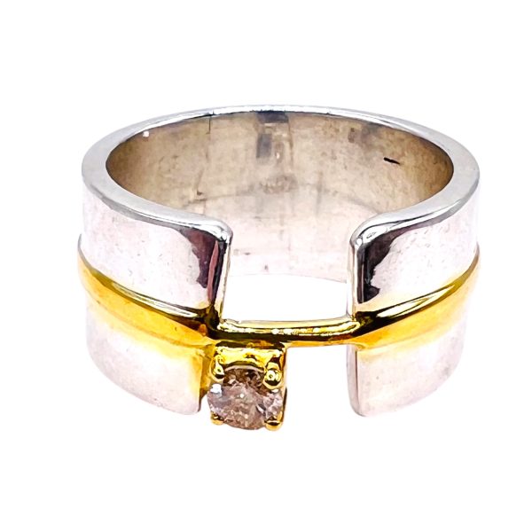 Diamond Open Band Ring | Sterling Silver & Gold Vermeil sz 5 - Image 7