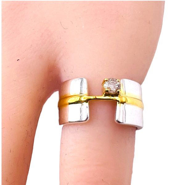 Diamond Open Band Ring | Sterling Silver & Gold Vermeil sz 5 - Image 10