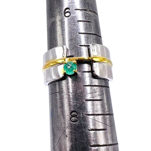 Green Emerald Open Band Ring | Silver & Gold Vermeil, sz 7 - Image 10