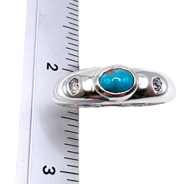 Men's Persian Turquoise Diamond Ring | Silver Band, sz 11.25 - Image 15