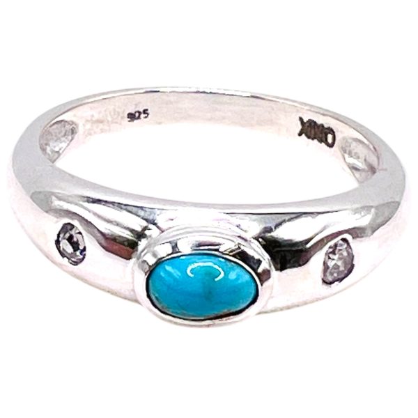 Men's Persian Turquoise Diamond Ring | Silver Band, sz 11.25 - Image 8