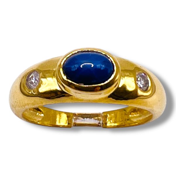 Blue Star Sapphire & Diamond Ring, Gold Vermeil Plated sz 9