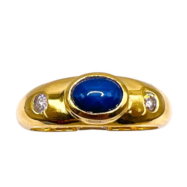 Blue Star Sapphire & Diamond Ring, Gold Vermeil Plated sz 9 - Image 4