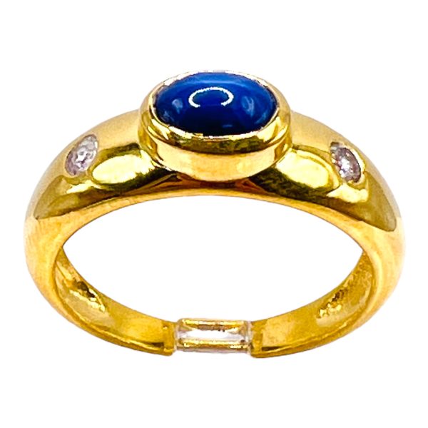 Blue Star Sapphire & Diamond Ring, Gold Vermeil Plated sz 9 - Image 3