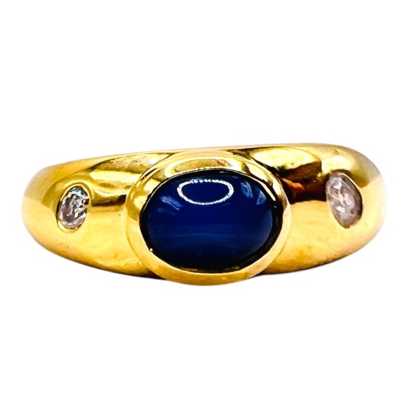 Blue Star Sapphire & Diamond Ring, Gold Vermeil Plated sz 9 - Image 8