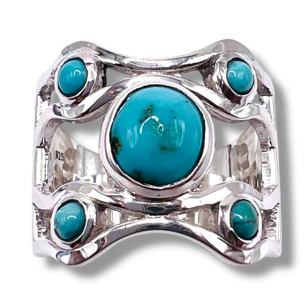 Sterling Silver Persian Turquoise Multi-stone Ring, Size 7 - Image 13