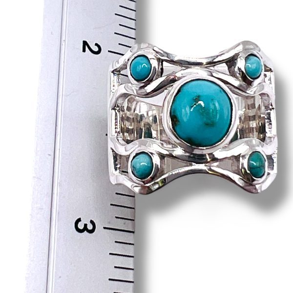 Sterling Silver Persian Turquoise Multi-stone Ring, Size 7 - Image 14