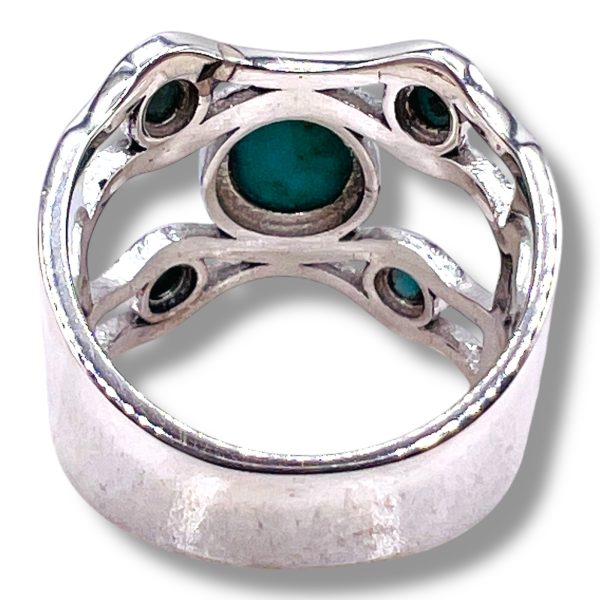 Sterling Silver Persian Turquoise Multi-stone Ring, Size 7 - Image 8