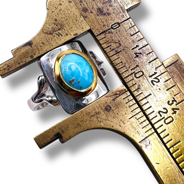 925 Silver & Vermeil Blue Turquoise Matrix Ring, sz 6,7,10 - Image 8