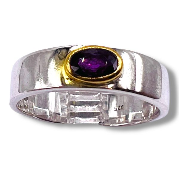 Sterling Silver & Gold Vermeil Genuine Ruby Ring, sz 7.25, 5 - Image 10