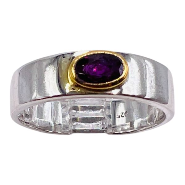 Sterling Silver & Gold Vermeil Genuine Ruby Ring, sz 7.25, 5 - Image 3