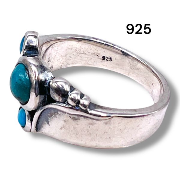 Multi-Stone Persian Turquoise Ring | Sterling Silver, sz 8 - Image 5