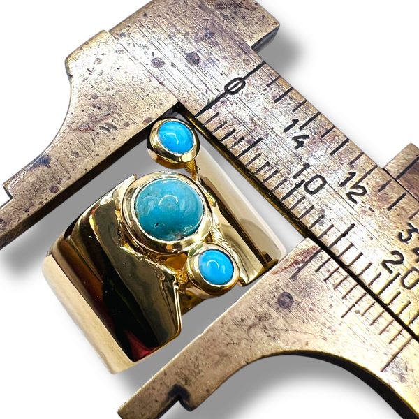 Wide Band Multi-Gemstone Turquoise Ring | Gold Plated sz 7 - Image 7