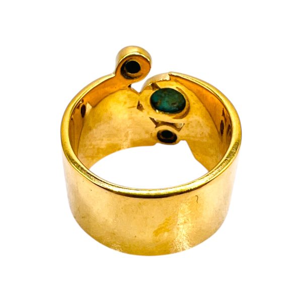 Wide Band Multi-Gemstone Turquoise Ring | Gold Plated sz 7 - Image 4