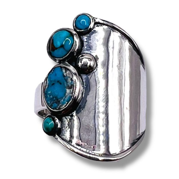 Matrix Blue Turquoise Multi Stone Ring | 925 Silver, sz 9 - Image 3