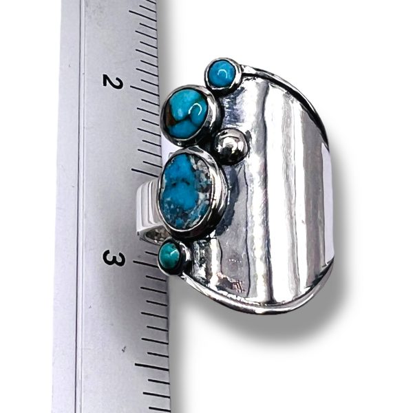 Matrix Blue Turquoise Multi Stone Ring | 925 Silver, sz 9 - Image 5