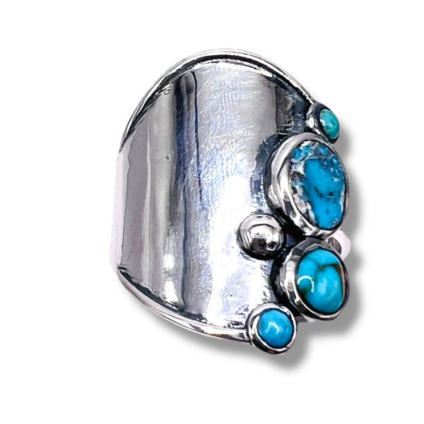 Matrix Blue Turquoise Multi Stone Ring | 925 Silver, sz 9 - Image 6