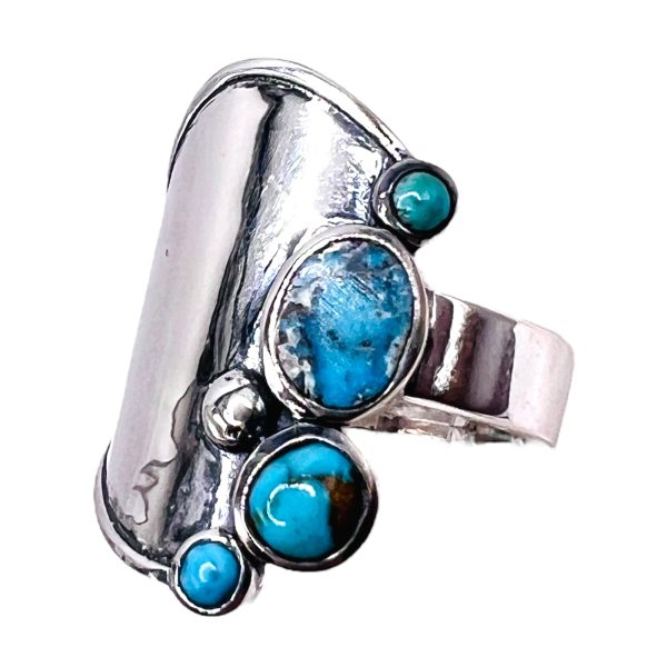 Matrix Blue Turquoise Multi Stone Ring | 925 Silver, sz 9 - Image 10