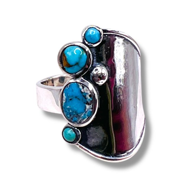 Matrix Blue Turquoise Multi Stone Ring | 925 Silver, sz 9 - Image 11