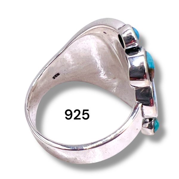 Matrix Blue Turquoise Multi Stone Ring | 925 Silver, sz 9 - Image 2