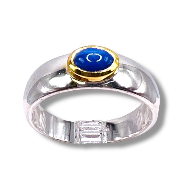 Blue Star Sapphire Ring Gold Frame & Silver, sz 11, 10 - Image 5